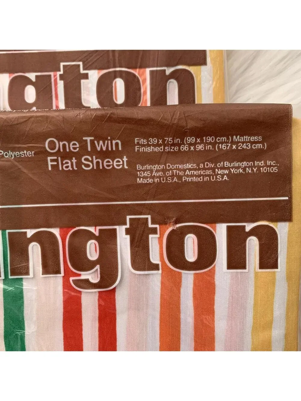 NEW Vintage Burlington Caress Twin Flat Sheets Lot of 2 Multicolor Stripe USA